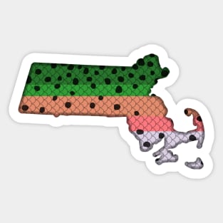 Trout Fishing Rainbow Trout Pattern Massachusetts State Map State Map Sticker